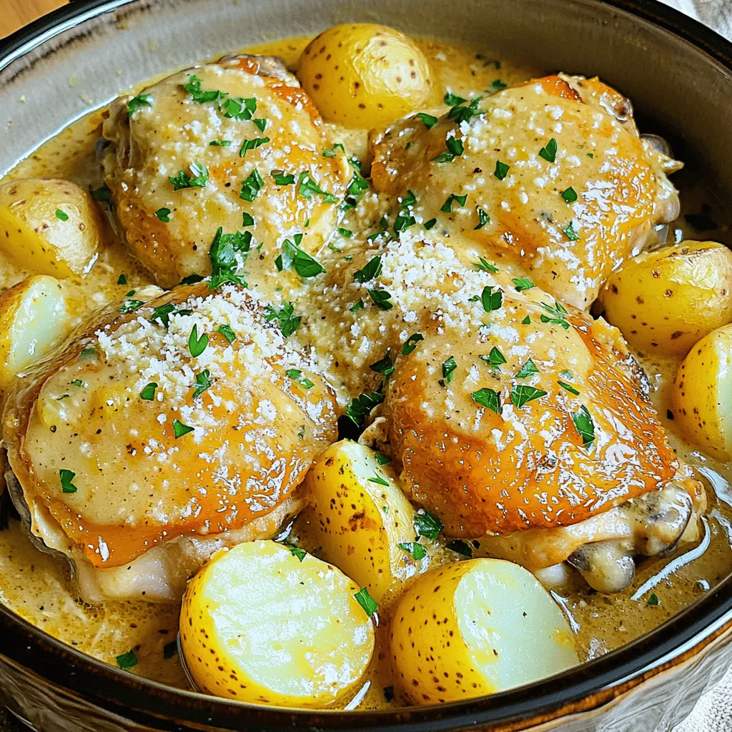 Crockpot Garlic Parmesan Chicken and Potatoes Delight