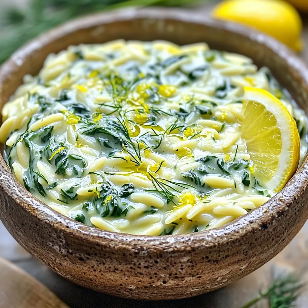 One Pot Creamy Lemon Spinach Orzo Delightful Meal