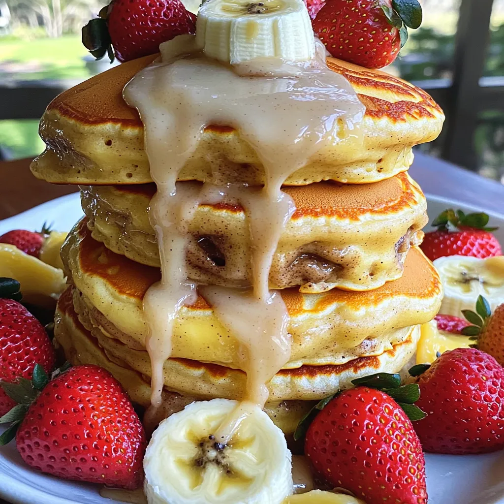 Cinnamon Swirl Pancakes with Cream Cheese Glaze Delight