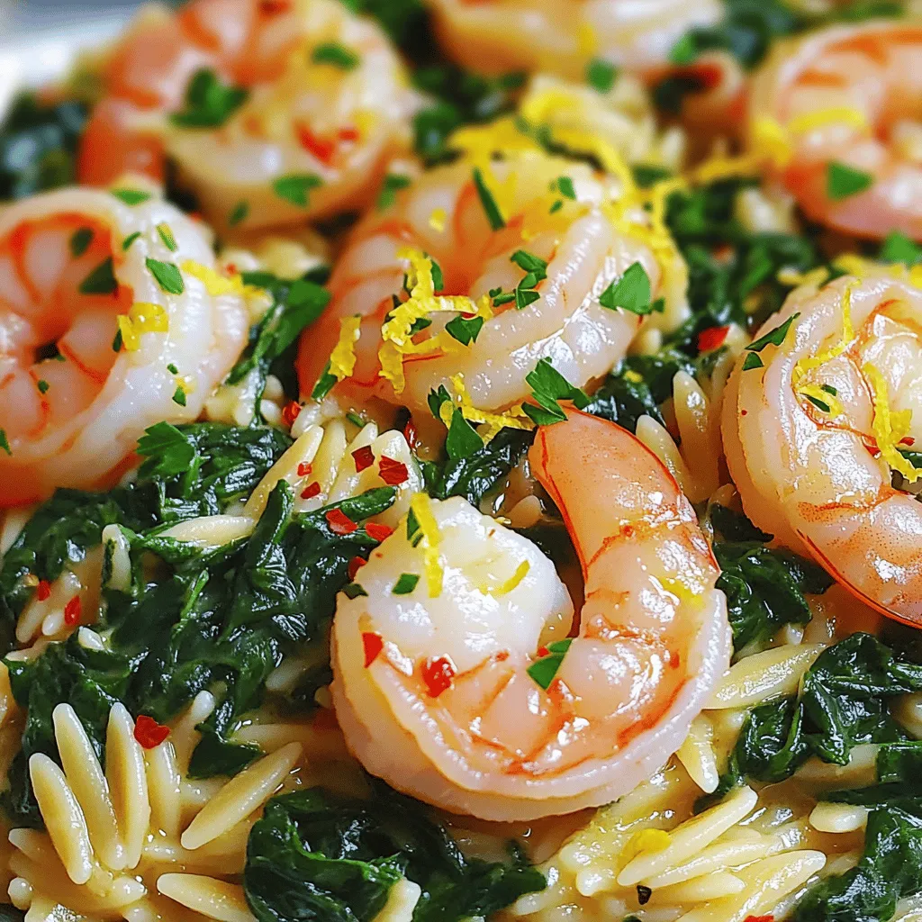 Lemon Garlic Shrimp with Spinach Orzo Flavor Boost