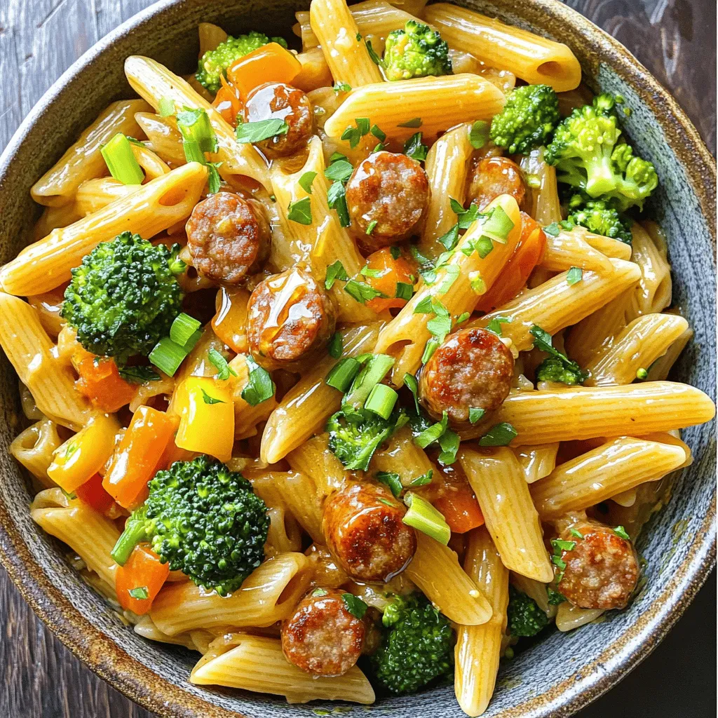 Sticky Honey Garlic Sausage Pasta Flavorful Dinner Delight