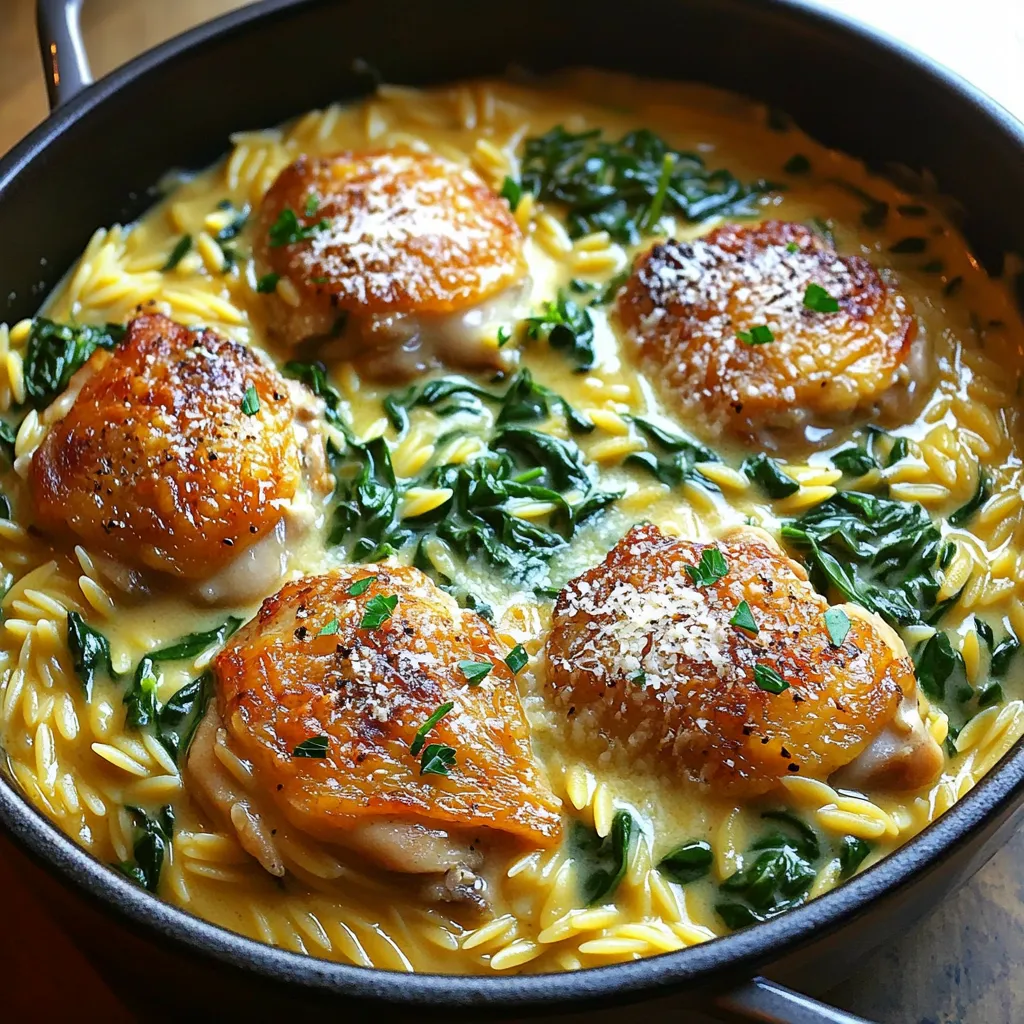 One-Pot Creamy Garlic Butter Chicken Orzo Delight