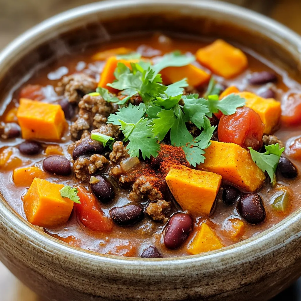 Slow Cooker Beef and Sweet Potato Chili Delight
