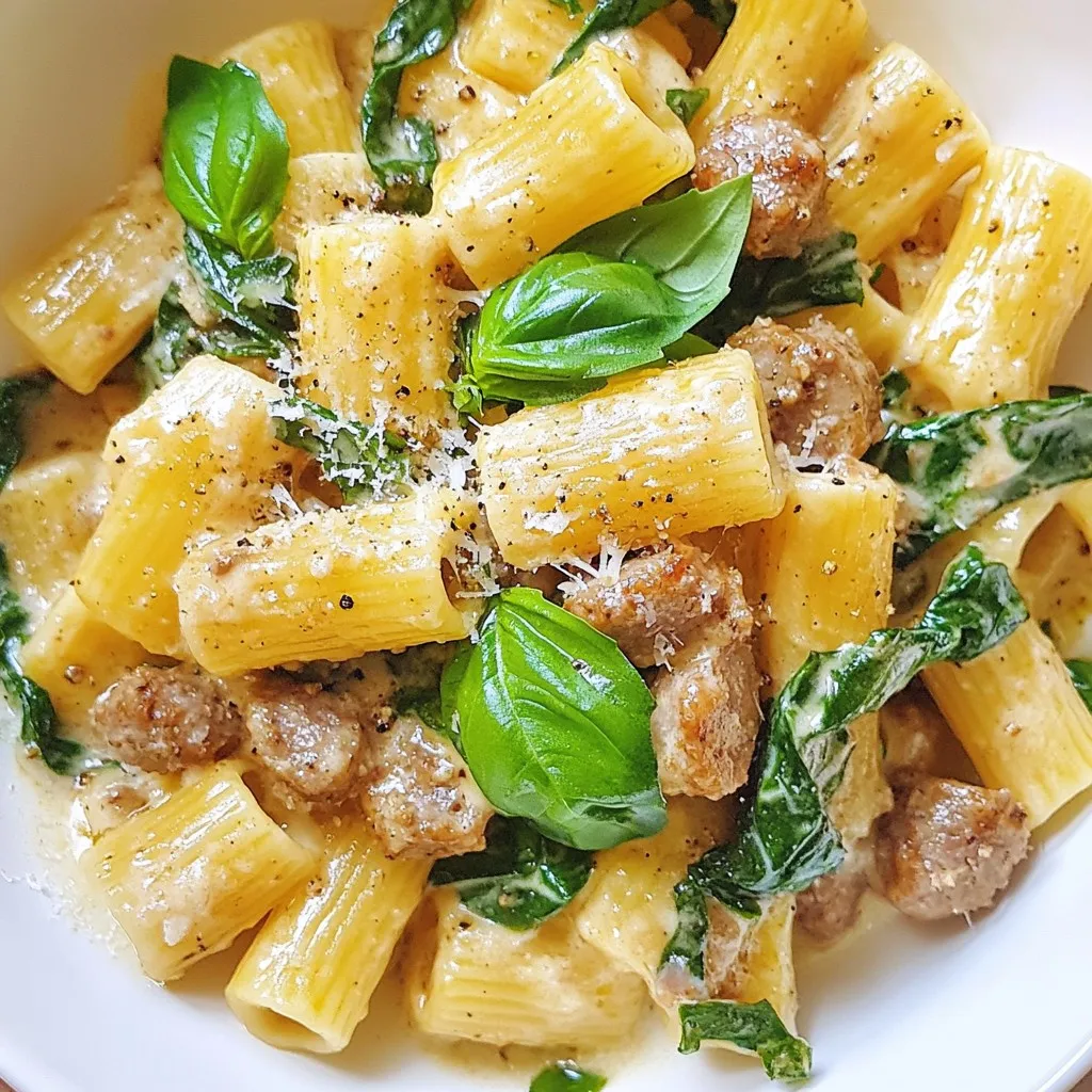 Creamy Sausage Rigatoni with Spinach Tasty Comfort Meal