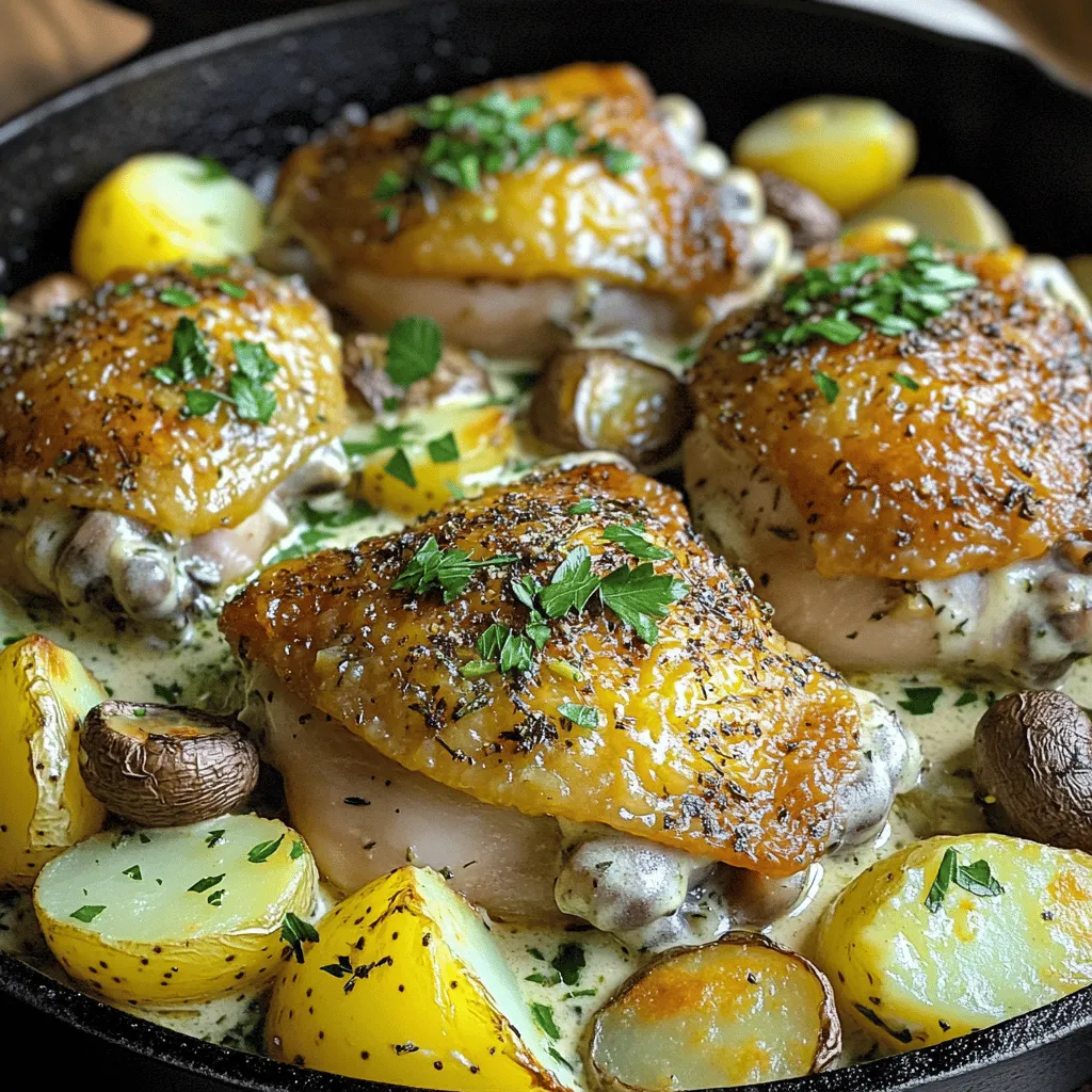 Creamy Herb Roasted Chicken with Mushrooms Delight