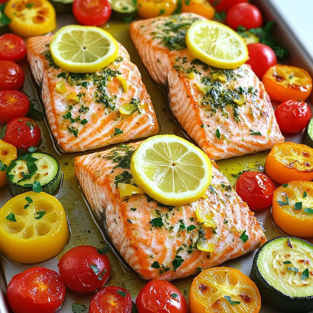 Sheet-Pan Lemon Herb Salmon &#038; Veggies Delight