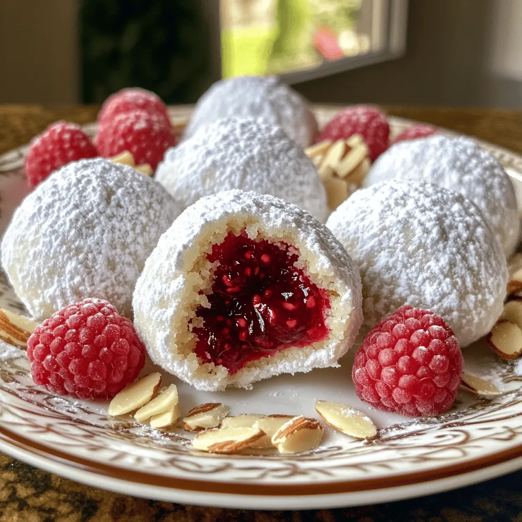 Raspberry Almond Snowball Cookies Simple and Sweet
