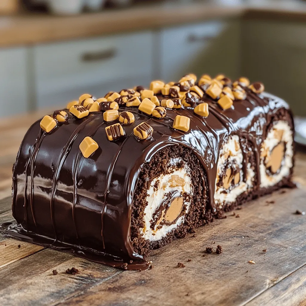 Decadent Reese&#8217;s Peanut Butter Cup Roll Cake Delight