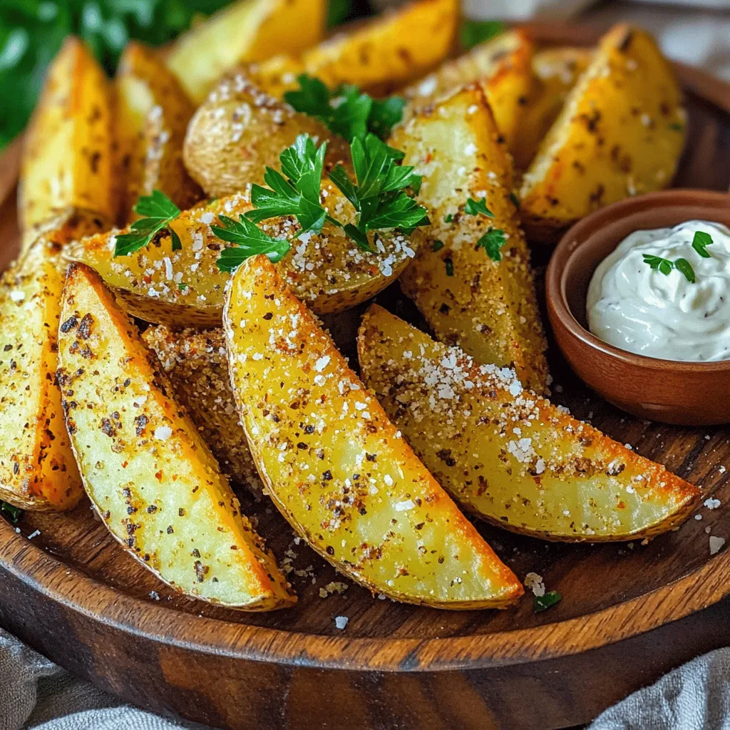 Air Fryer Garlic Parmesan Potato Wedges Crispy Treat