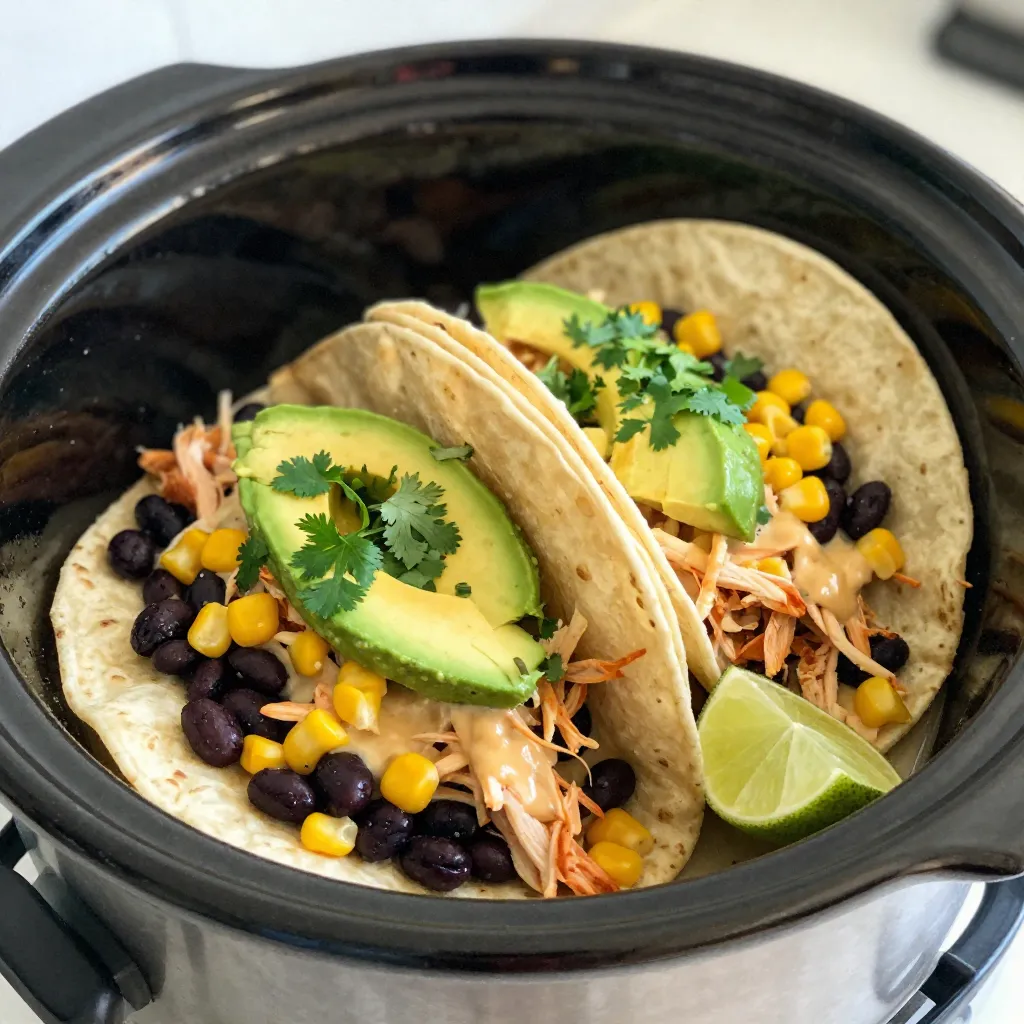 Slow Cooker Queso Chicken Tacos Delicious Dinner Idea