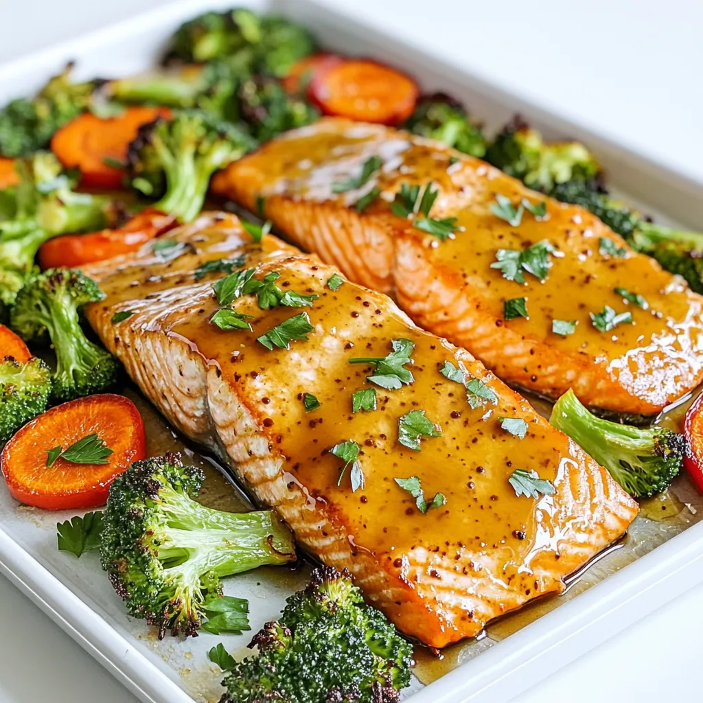 Honey Mustard Salmon Sheet Pan Veggies Delight