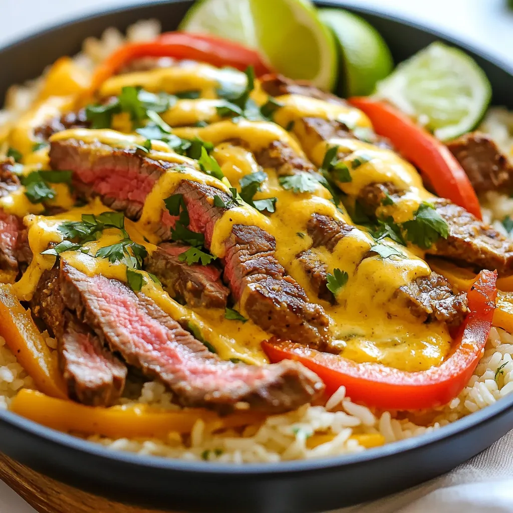 One-Pan Steak Queso Rice Easy Weeknight Meal