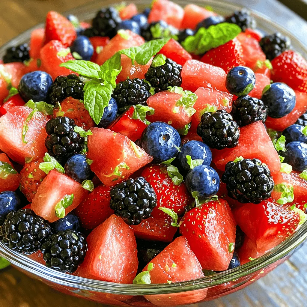 Watermelon Berry Fruit Salad with Lime Dressing Delight