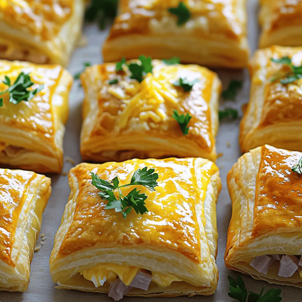 Ham &#038; Cheese Puff Pastry Squares Easy Delight