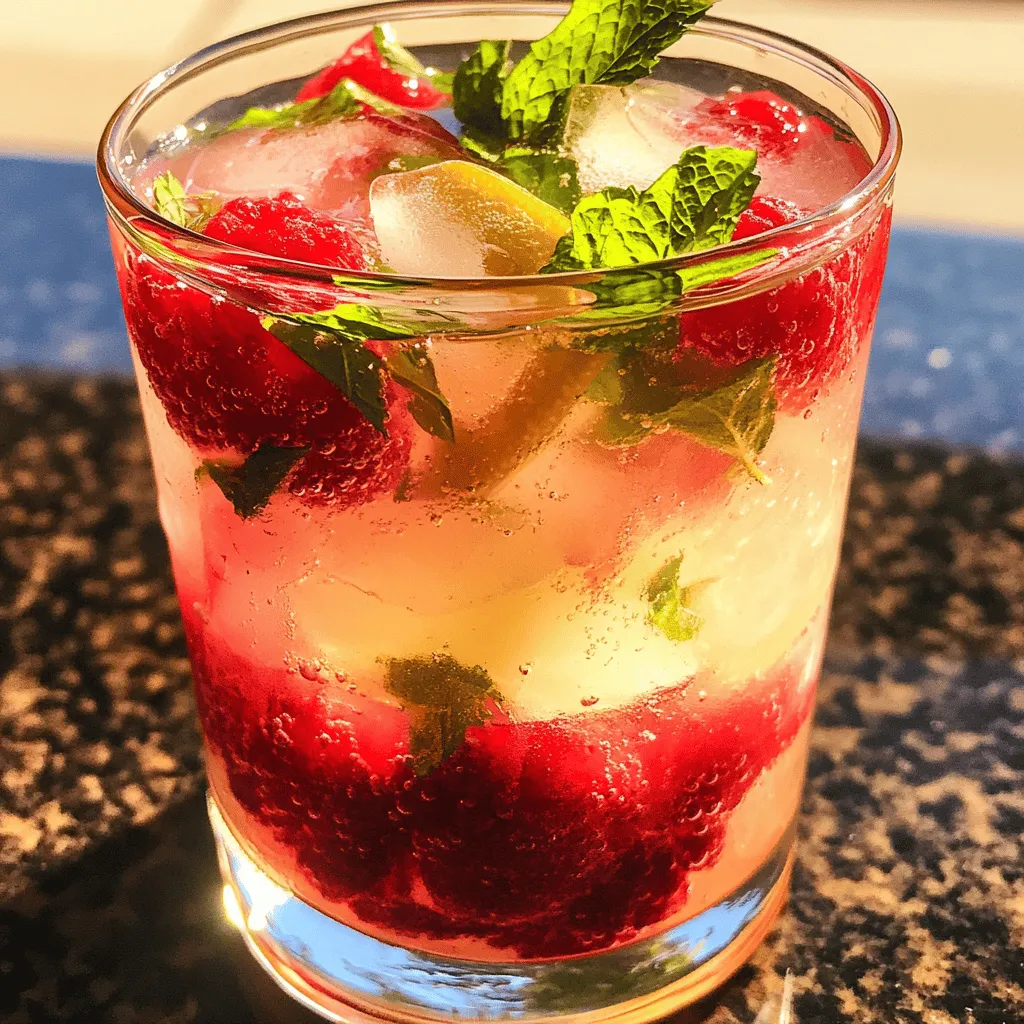 Raspberry Ginger Fizz Mocktail Refreshing Party Drink