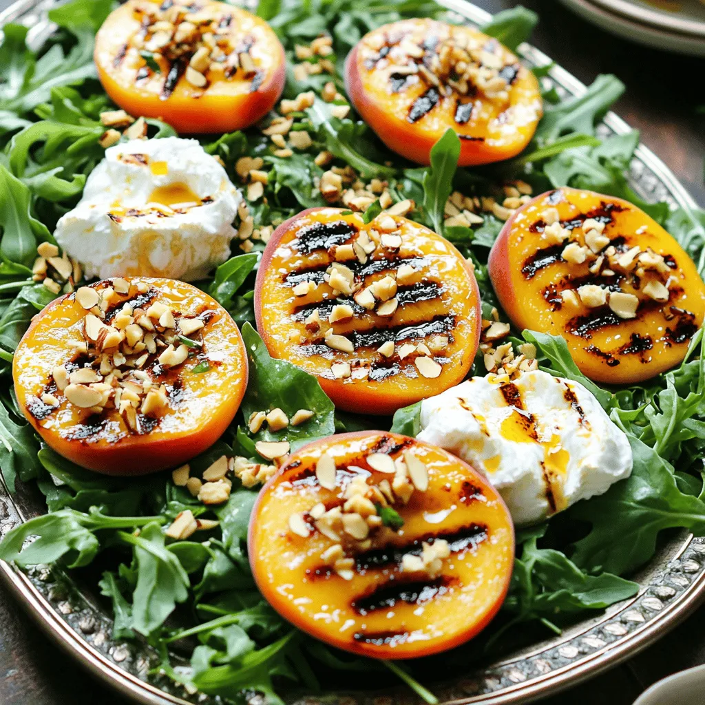 Grilled Peach Burrata Salad with Hot Honey Vinaigrette
