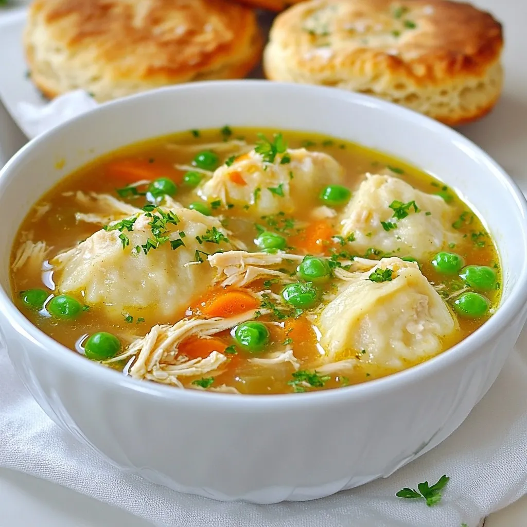 Savory Chicken Dumpling Soup with Biscuits Recipe