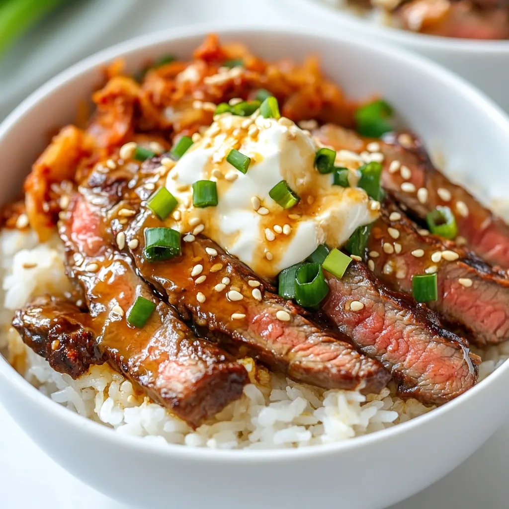 Korean BBQ Steak Rice Bowls with Spicy Cream Delight