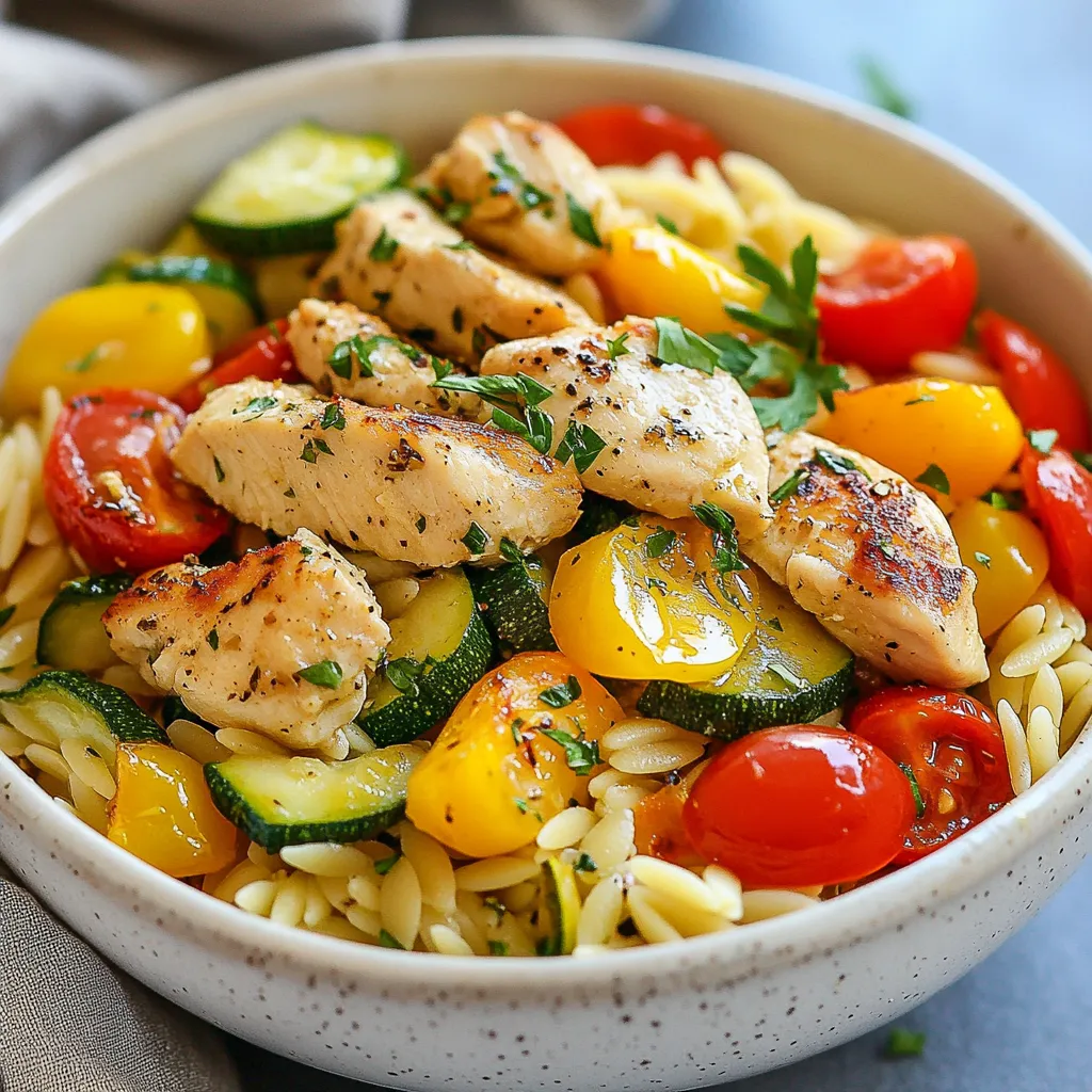 Lemon Chicken Veggie Orzo Skillet Simple and Quick Meal
