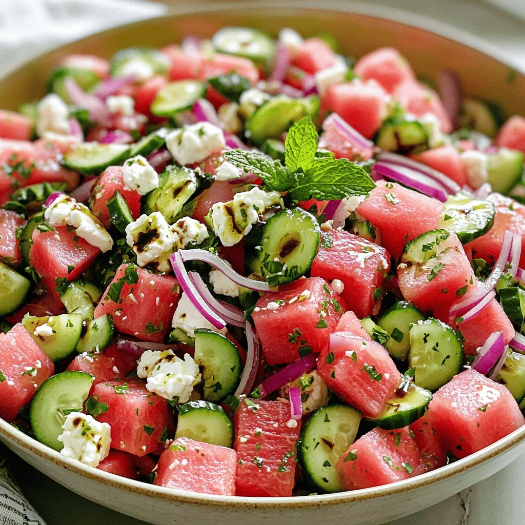 Watermelon Cucumber Feta Salad Fresh and Flavorful Dish
