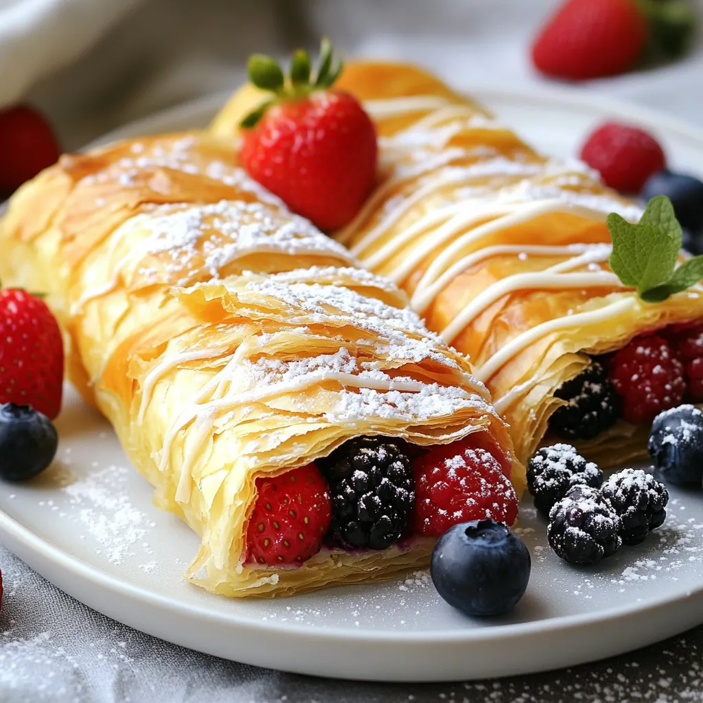 Mixed Berry Strudel with Vanilla Glaze Delight