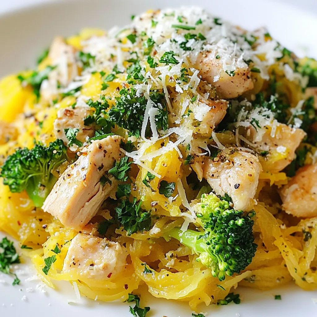 Broccoli Chicken Spaghetti Squash Tasty Dinner Recipe