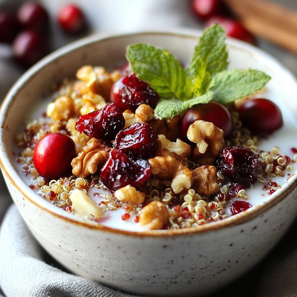 Overnight Breakfast Cranberry and Walnut Quinoa Delight