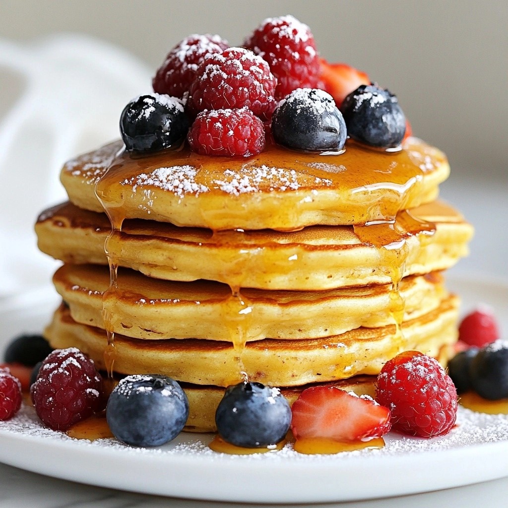 Fluffy Morning Almond Butter Pancakes with Berries