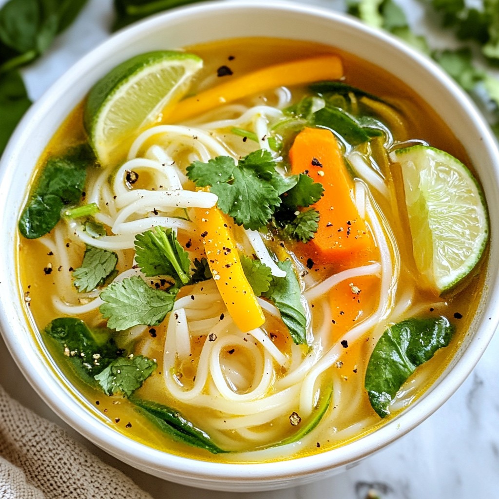 Healing Ginger Garlic Rice Noodle Broth Comfort Meal