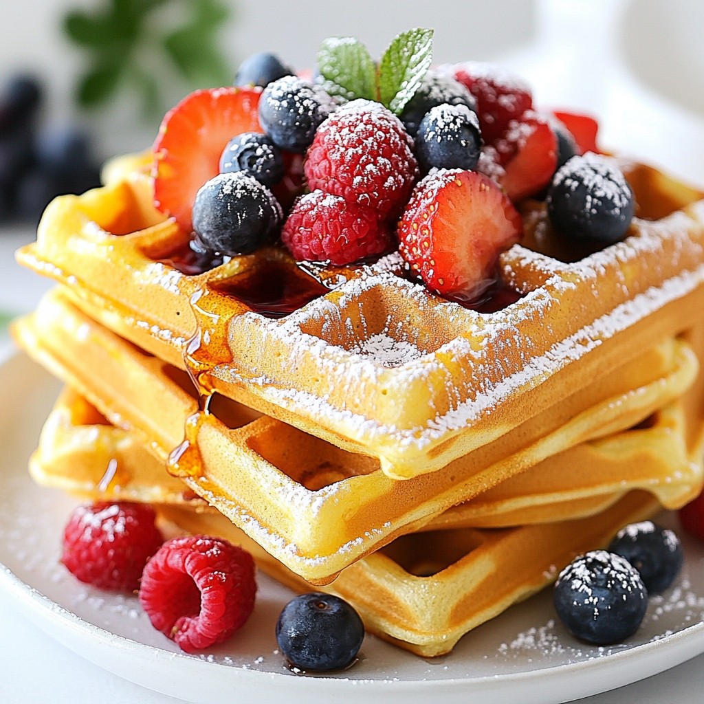 Crispy Breakfast Buttermilk Waffles with Berry Compote