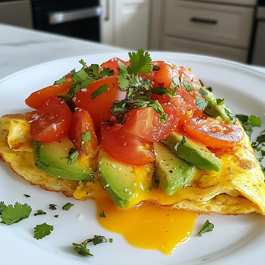 Quick Morning Avocado and Tomato Omelet Recipe