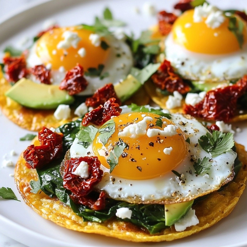 Sun-Dried Tomato and Spinach Breakfast Tostadas Delight