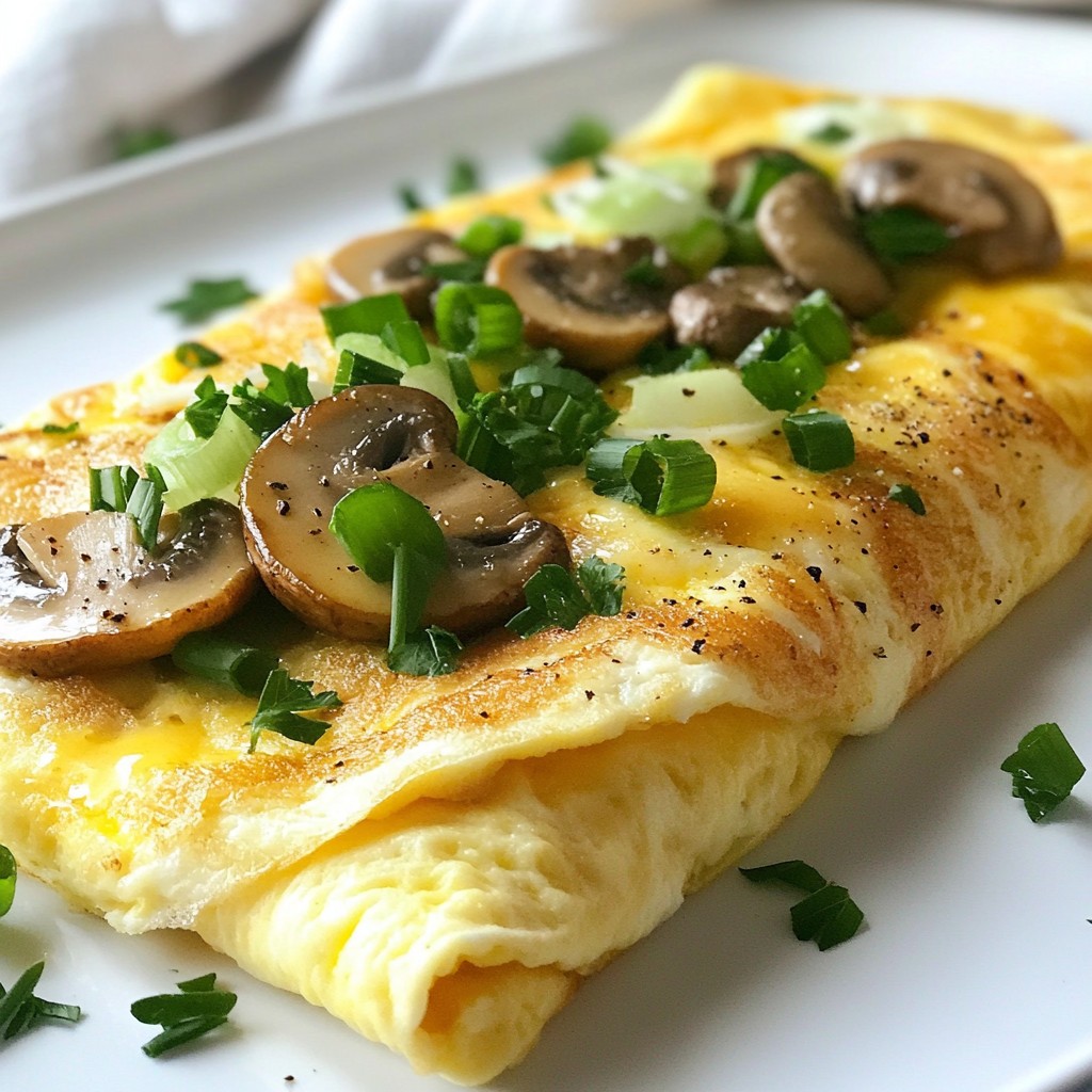 Creamy Brunch Mushroom and Swiss Omelette Delight