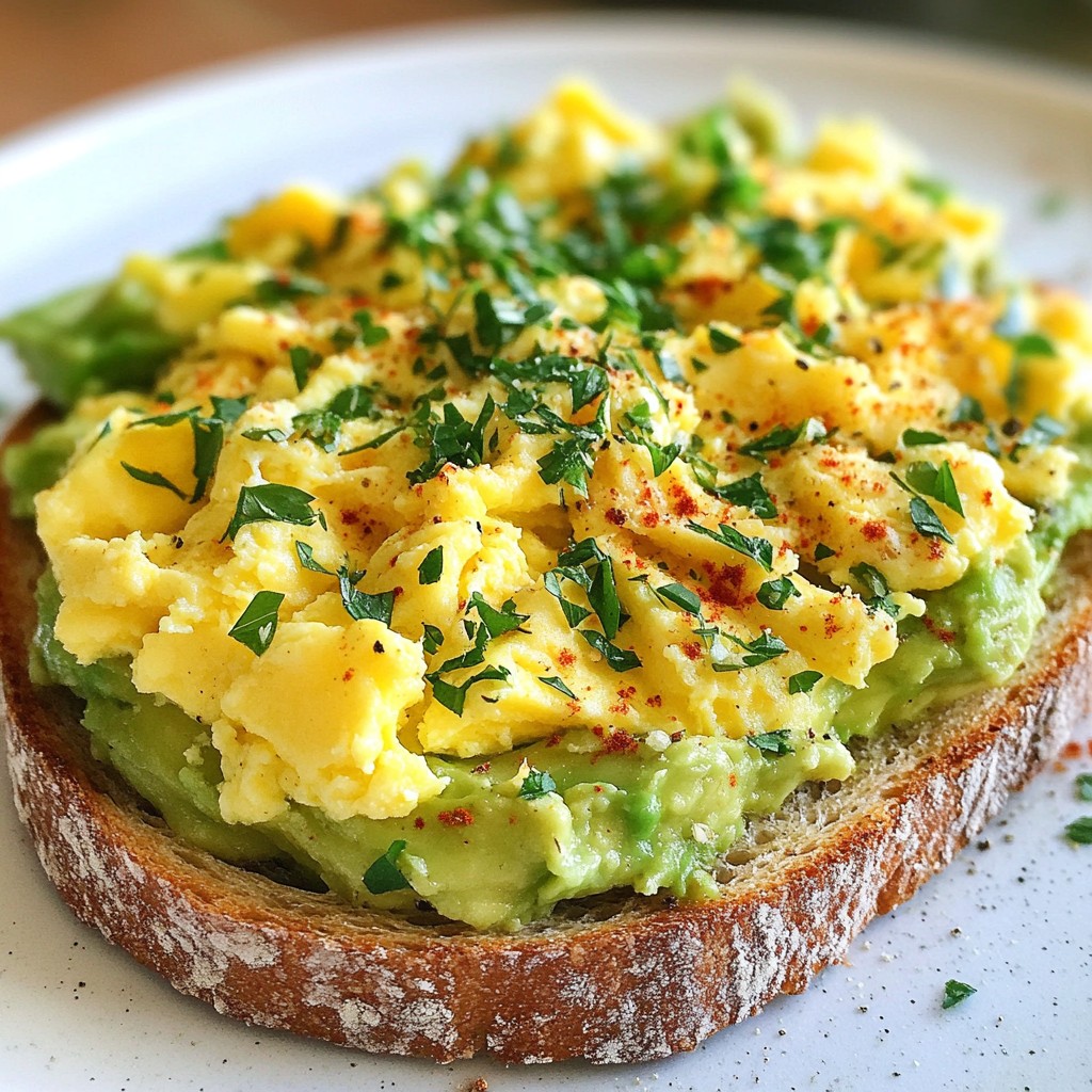 Quick Breakfast Avocado Toast with Scrambled Eggs