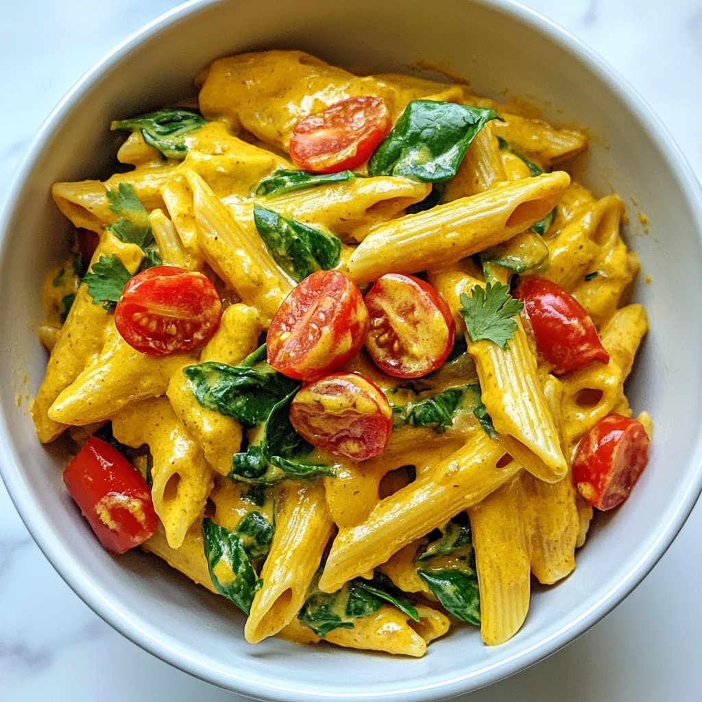 Creamy One-Pot Vegan Curry Pasta Simple and Quick Dish
