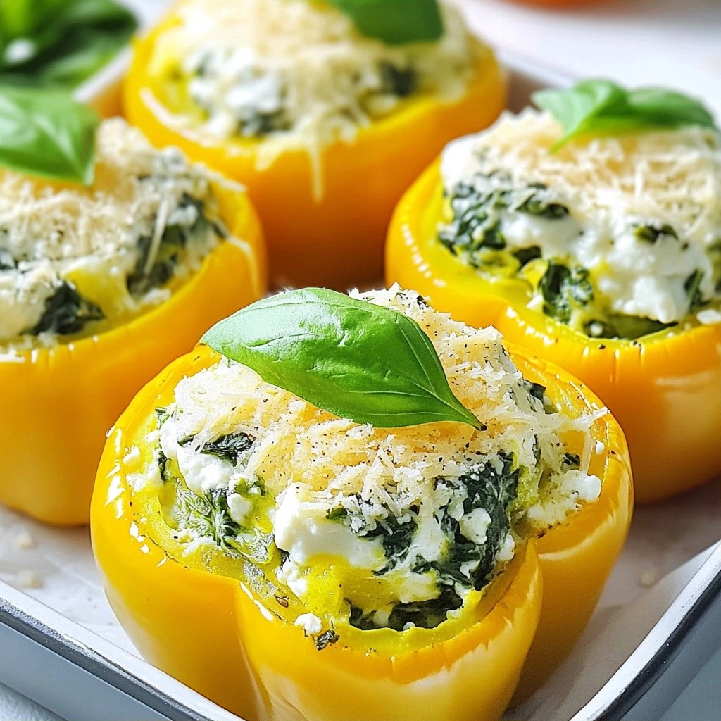 Creamy Breakfast Spinach and Ricotta Stuffed Peppers