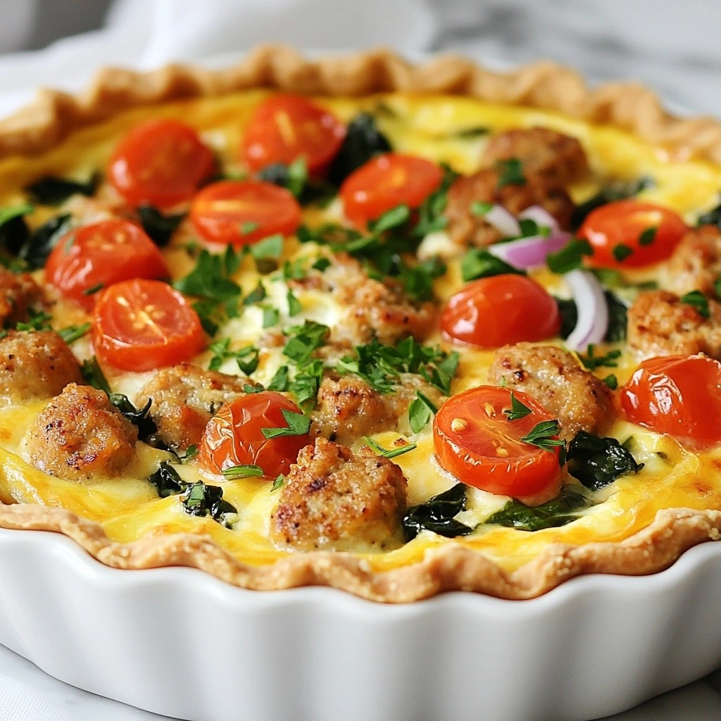 Herbed Brunch Chicken Sausage Quiche Recipe Delight