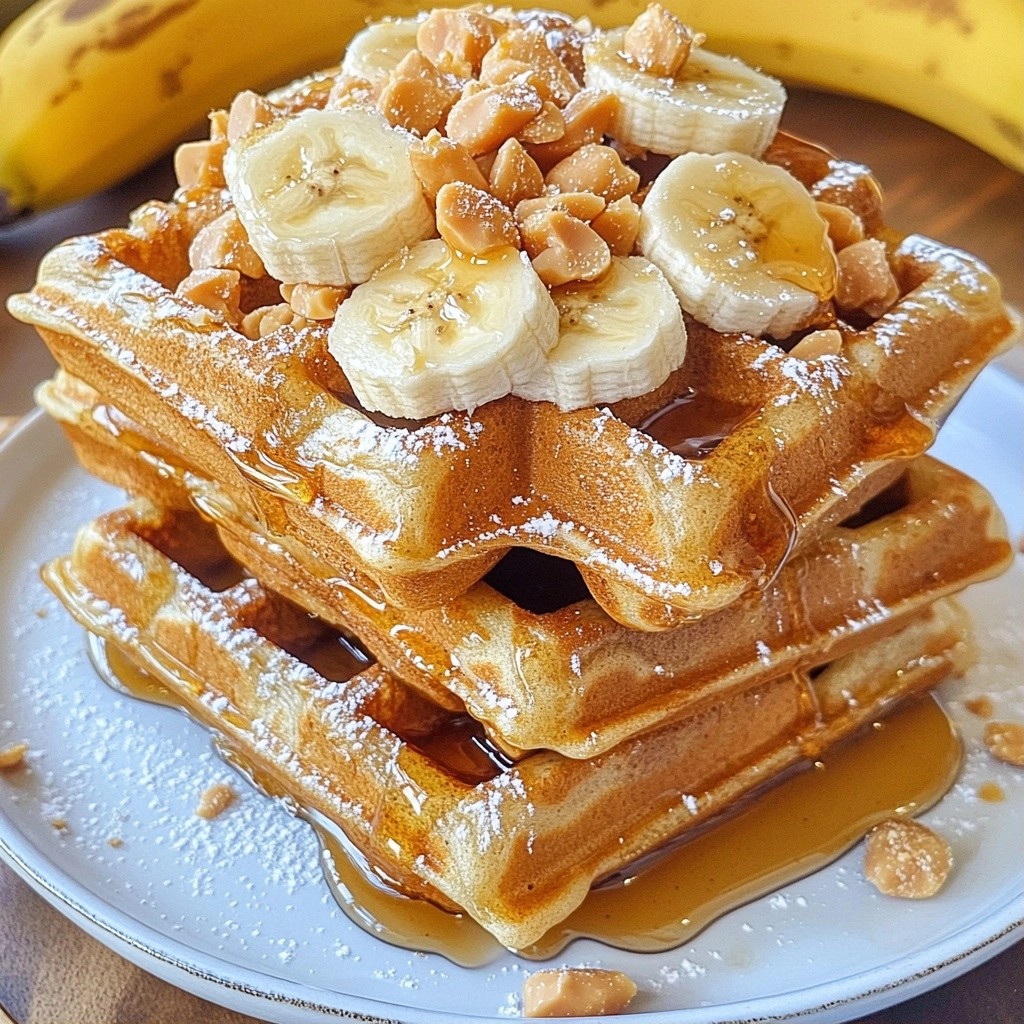 Chewy Morning Peanut Butter Waffles with Banana Bliss