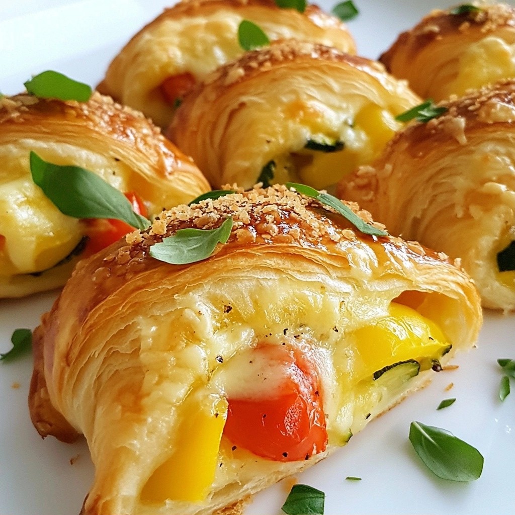 Quick Breakfast Vegetable and Cheese Croissants Recipe
