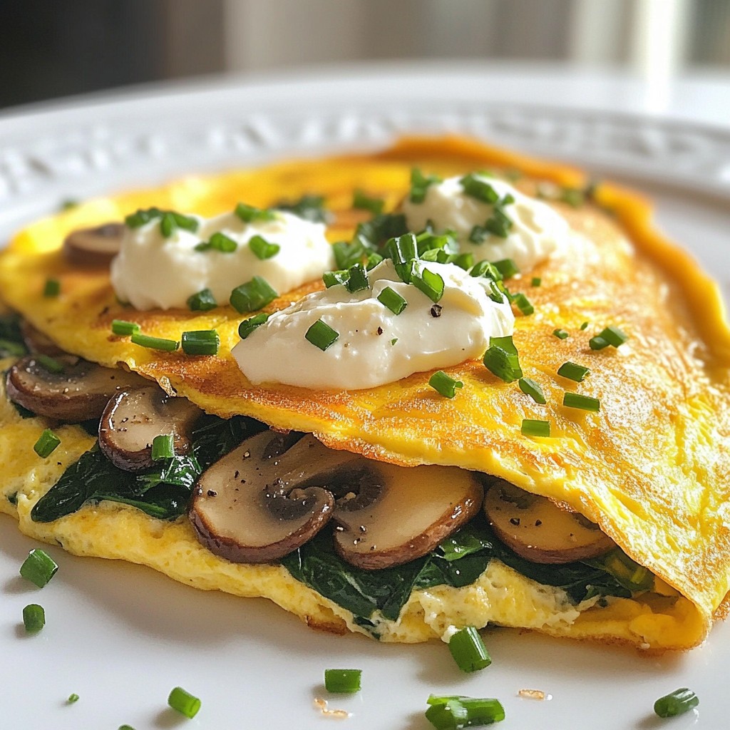 Creamy Breakfast Mushroom and Spinach Omelette Recipe