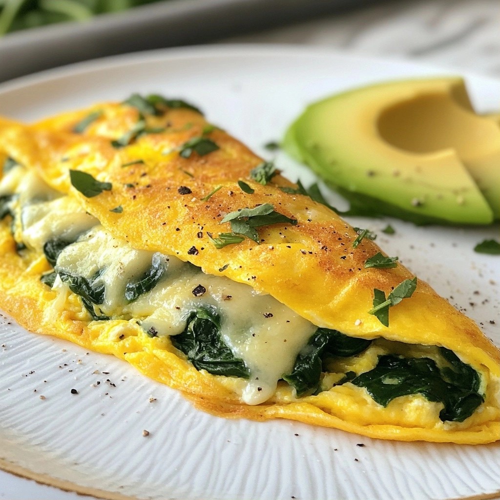 Fluffy Breakfast Spinach and Cheese Omelet Recipe