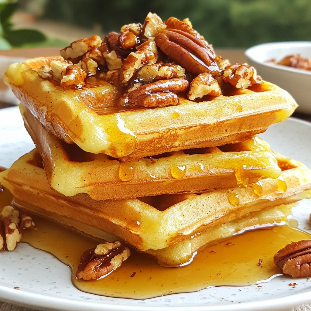Crispy Waffles with Maple Pecan Topping Delight