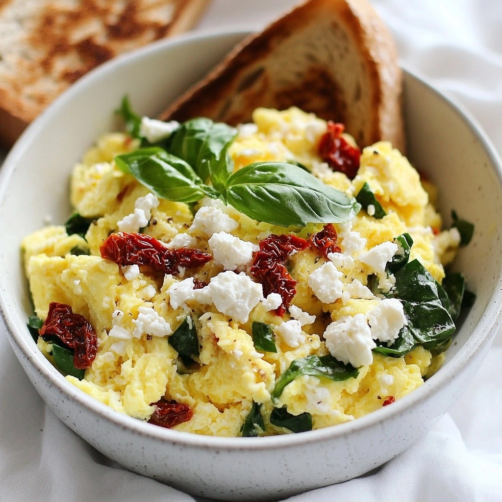Herbed Eggs with Sun-Dried Tomato and Spinach Delight