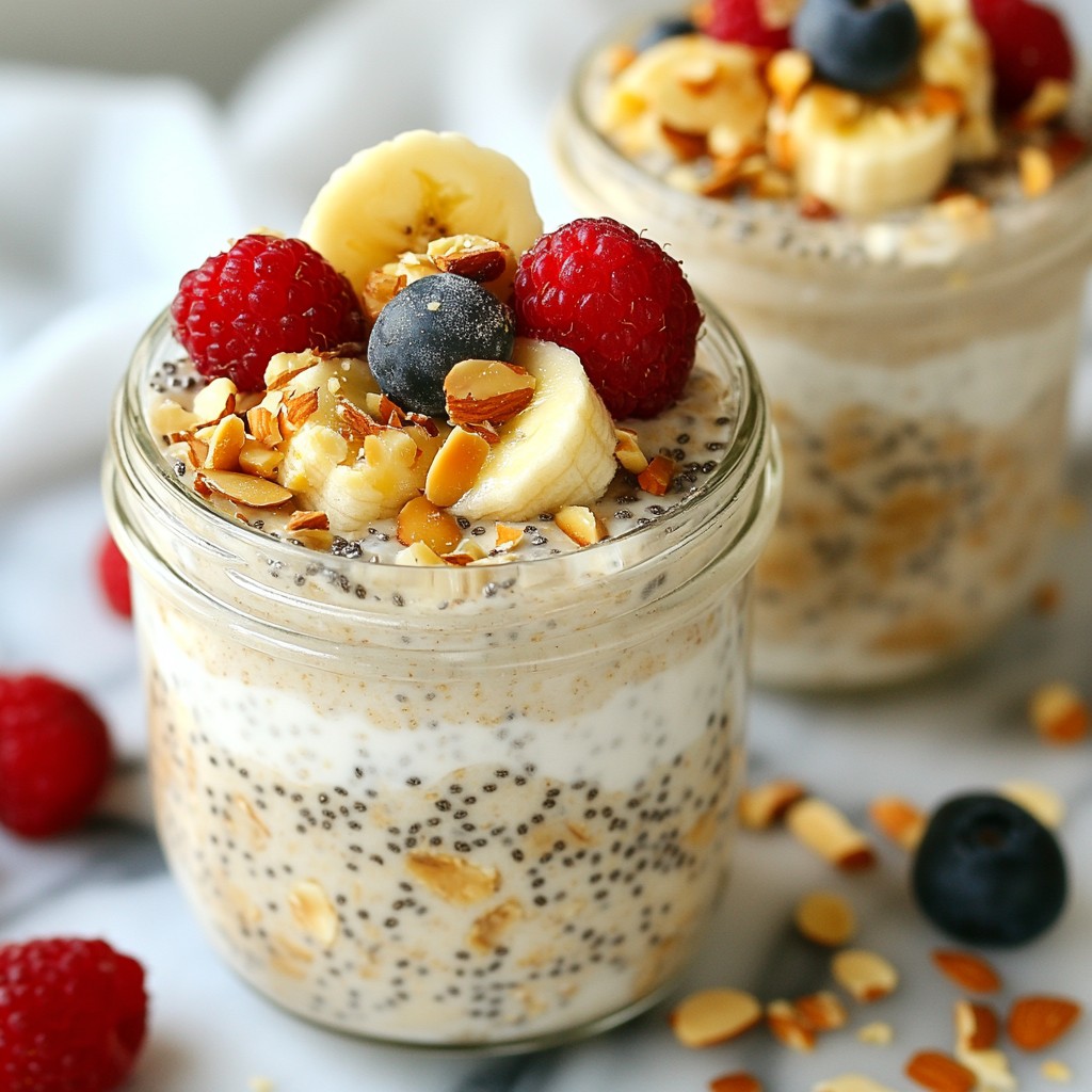 Overnight Breakfast Oats with Almond Butter Delight