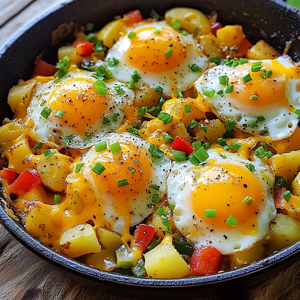 Cheesy Breakfast Potato and Egg Skillet Delight