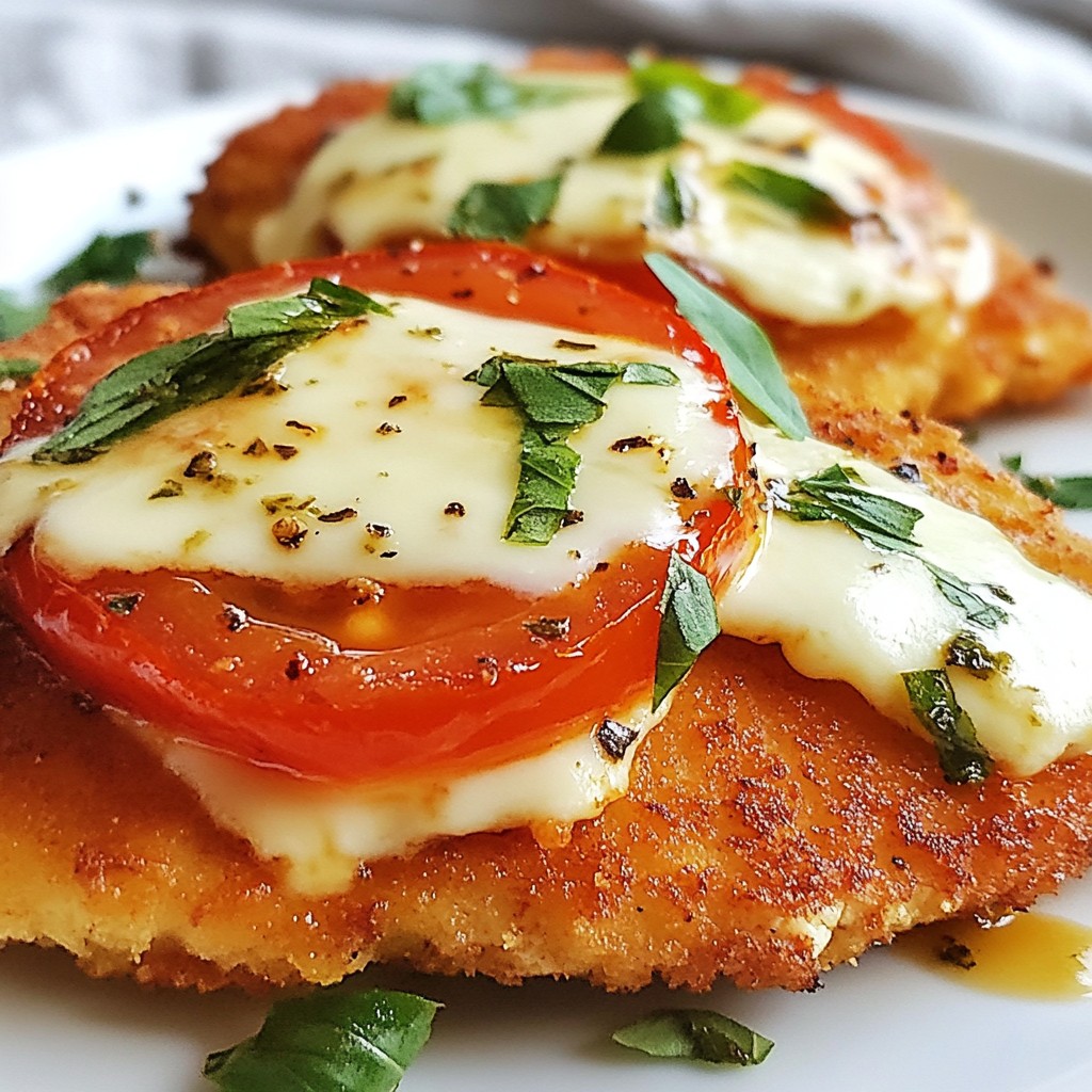Italian Basil Chicken Cutlets with Tomato Mozzarella Delight
