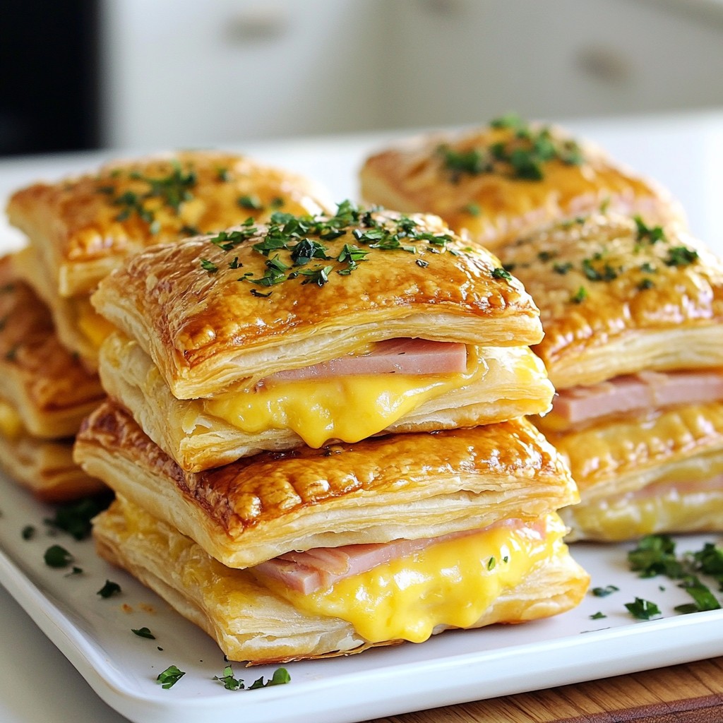 Crispy Ham and Cheese Puff Pastry Stacks Delight