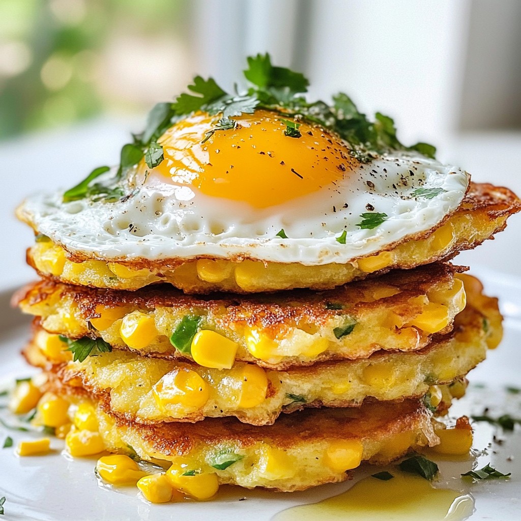 Crispy Breakfast Sweet Corn Fritters with Eggs Delight