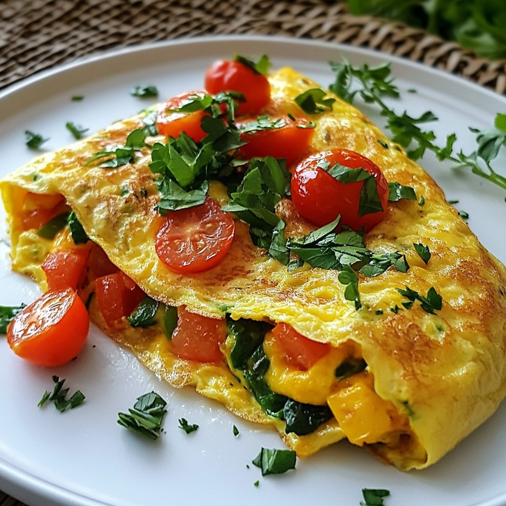 Quick Breakfast Vegetable and Cheese Omelet Delight