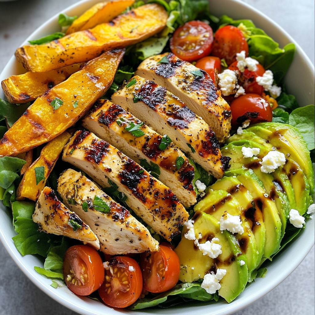 Grilled Herb Chicken Bowls with Sweet Potato Fries Delight